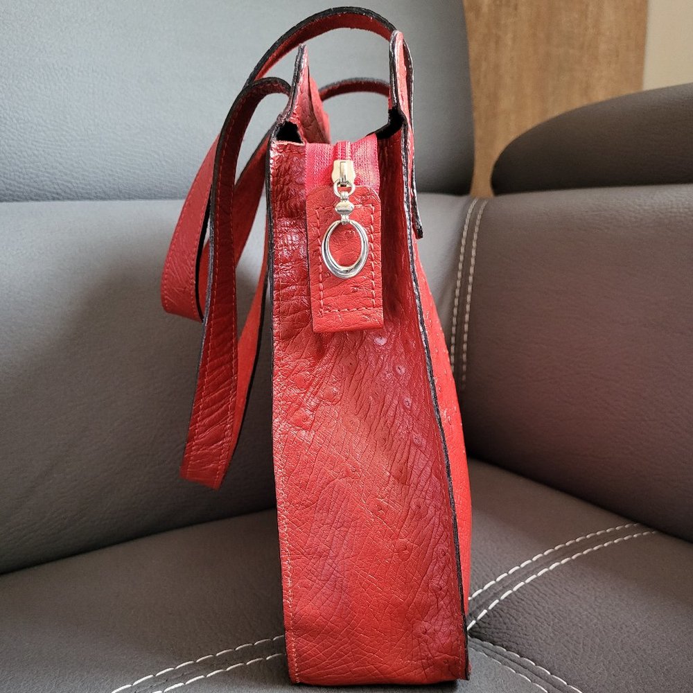 GENUINE OSTRICH LEATHER RED BAG - Picture 3 of 8